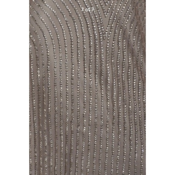NEW $299 Adrianna Papell Sequin Faux Wrap Gown‎ in Lead [SZ 14 ] - Picture 5 of 10